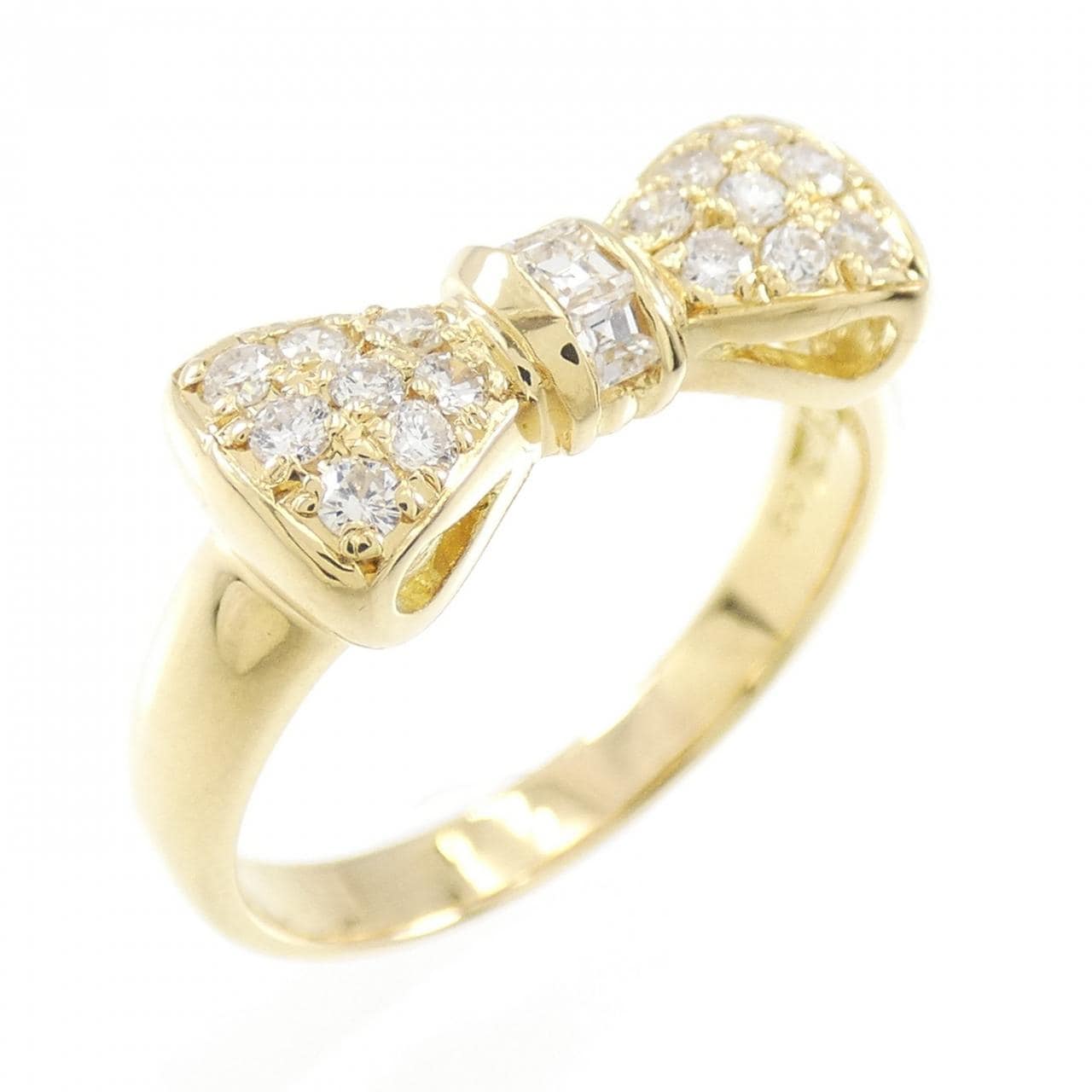 K18YG ribbon Diamond ring 0.33CT