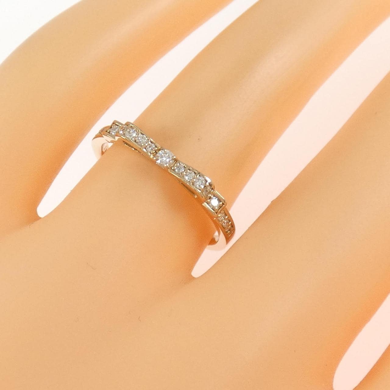 K18PG ribbon Diamond ring 0.15CT