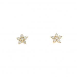 【新品】K18YG フラワー ダイヤモンド ピアス 0.20CT