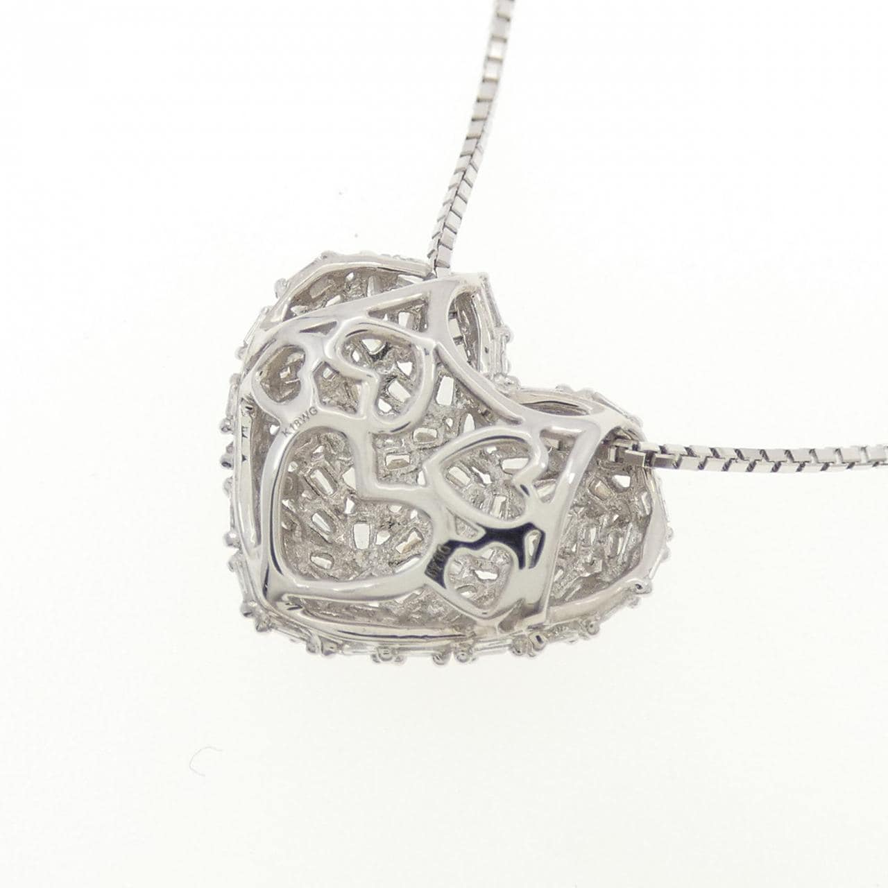 K18WG ハート パヴェ ダイヤモンド ネックレス 0.40CT