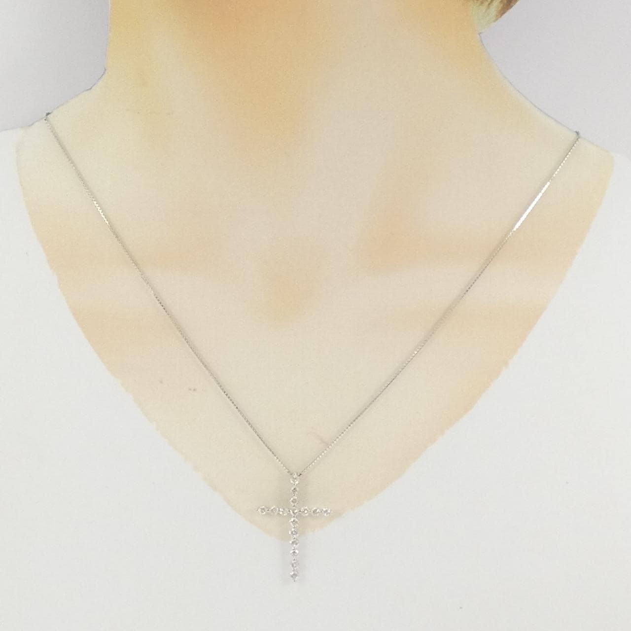 K18WG クロス ダイヤモンド ネックレス 1.00CT
