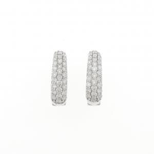 K18WG パヴェ ダイヤモンド イヤリング 0.60CT