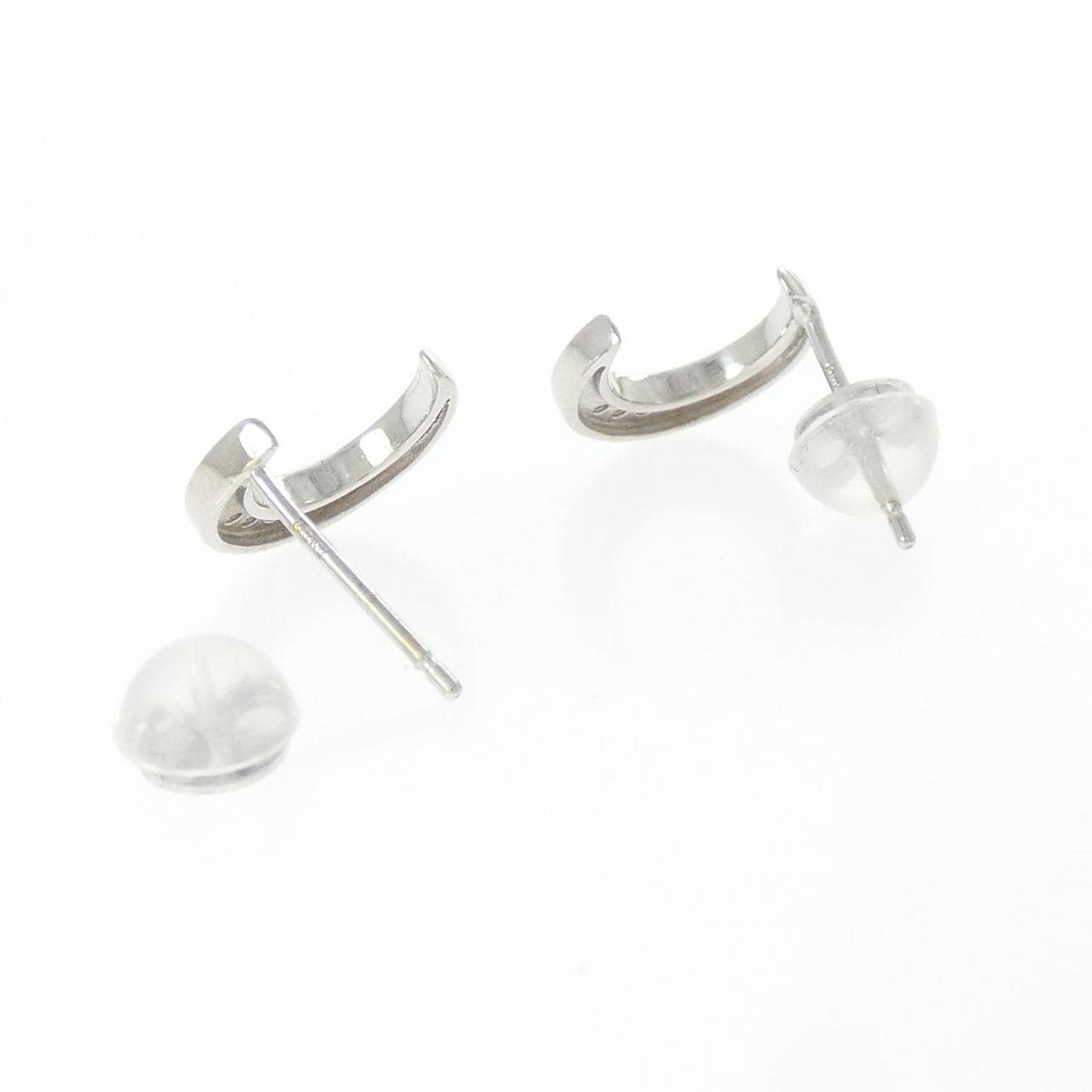 K18WG ムーン ダイヤモンド ピアス 0.08CT