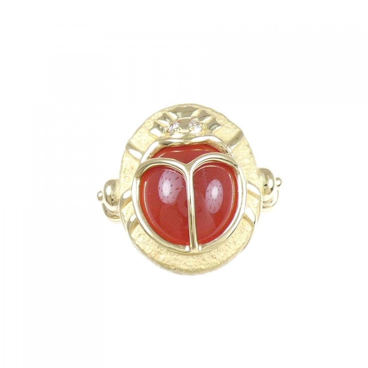 K18YG Ladybird Agate Ring