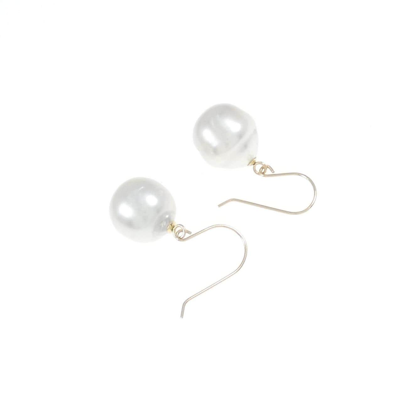 K10YG White Butterfly Pearl earrings
