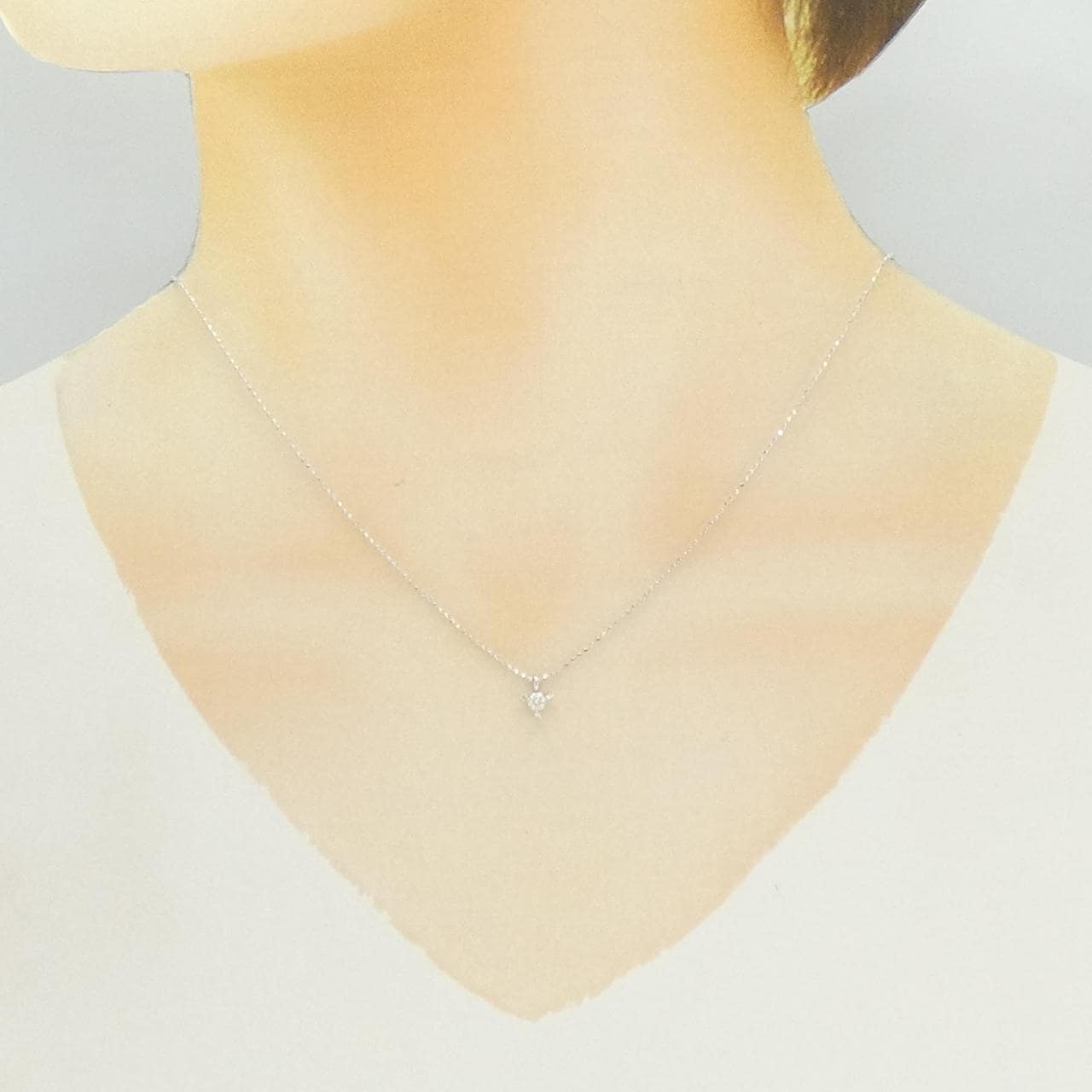 K18WG ダイヤモンド ネックレス 0.12CT