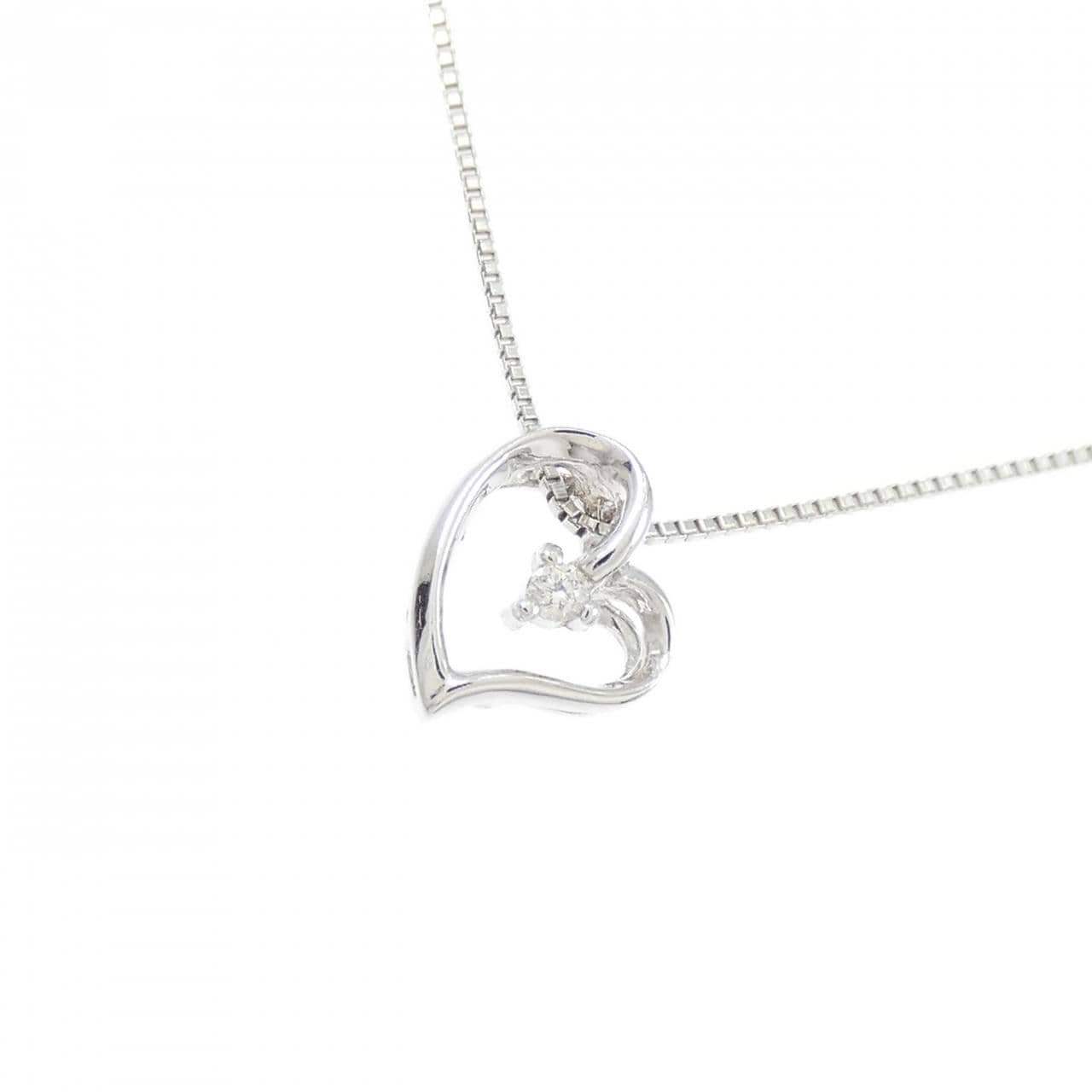 K18WG ハート ダイヤモンド ネックレス 0.01CT