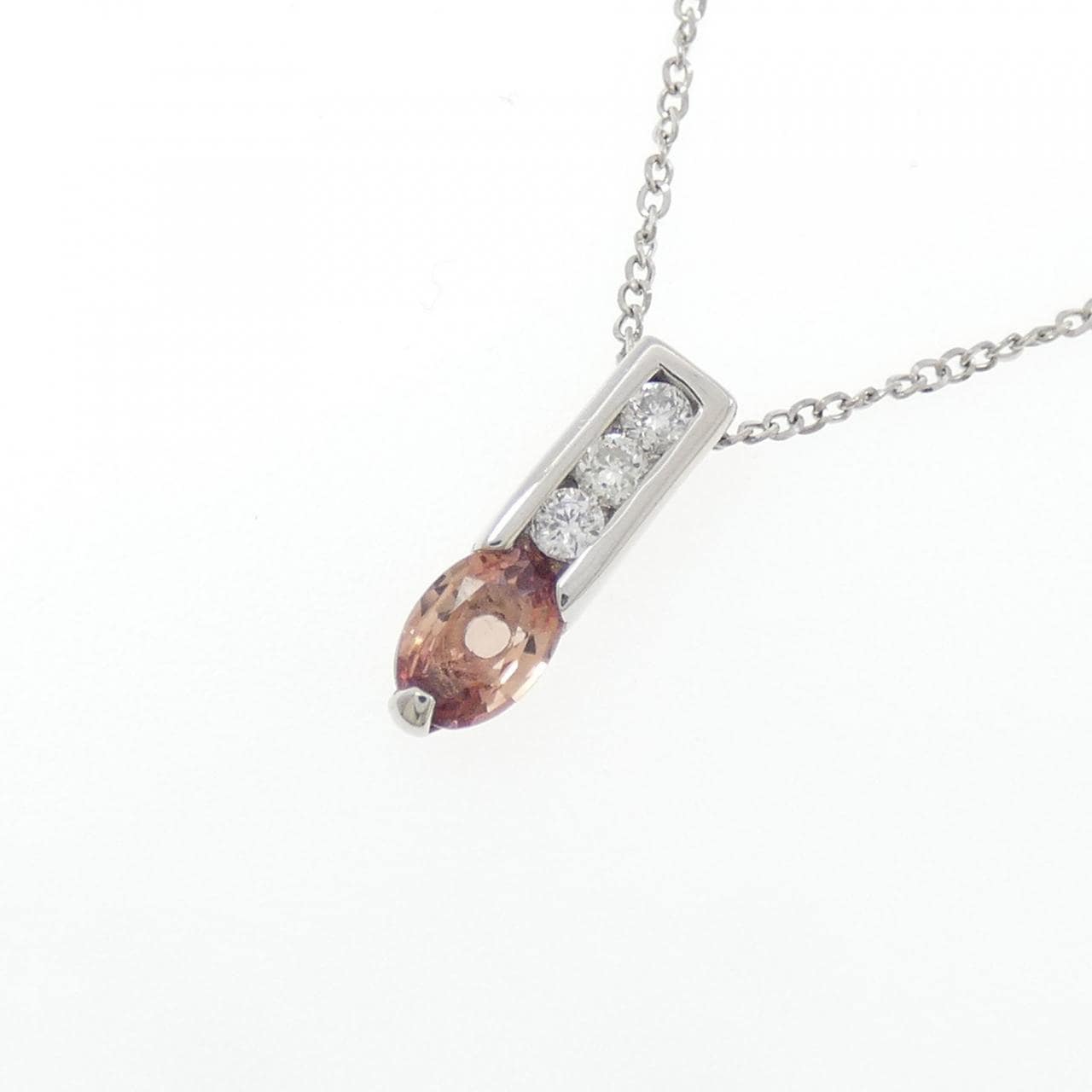 PT900/PT850 Padparadscha Sapphire Necklace 0.391CT