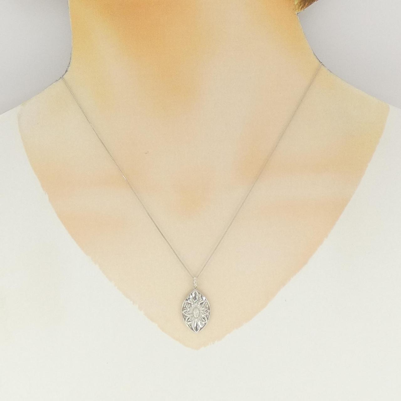 【新品】PT900/PT850 フラワー ダイヤモンド ネックレス 0.22CT