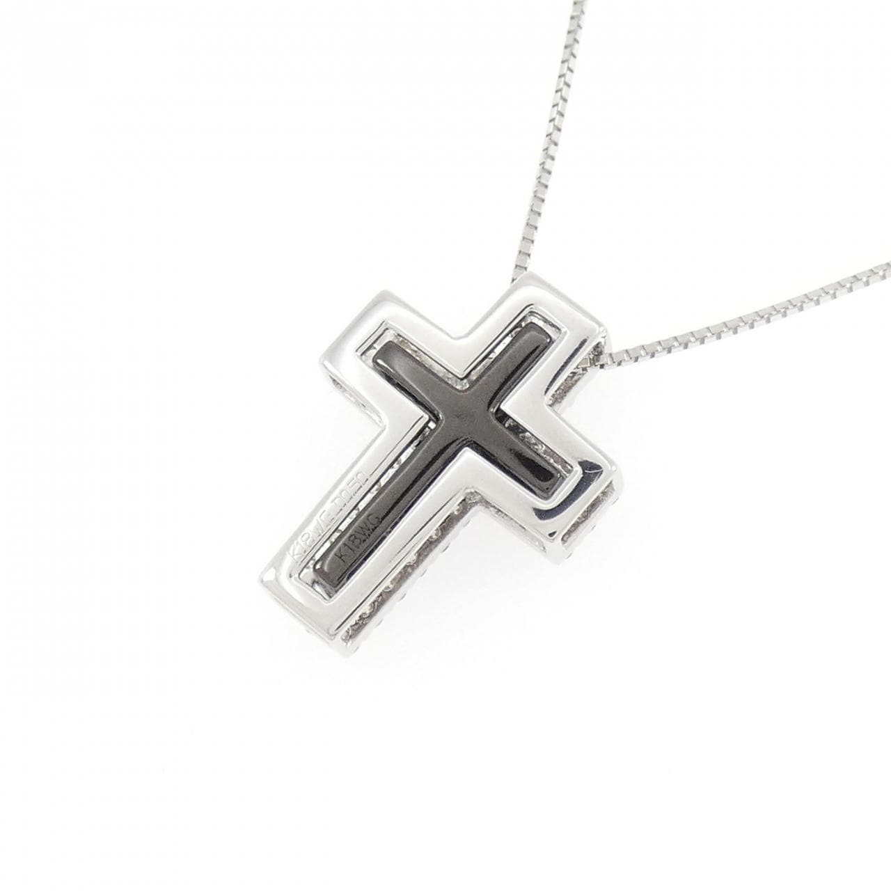 K18WG/K18BG 2WAY クロス ダイヤモンド ネックレス 0.50CT