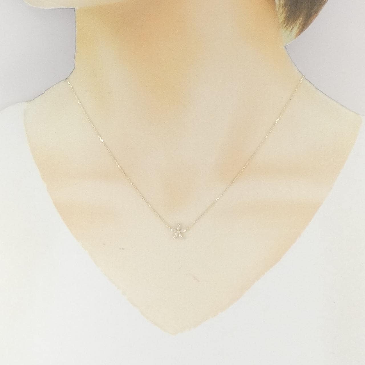 【リメイク】K10YG フラワー ダイヤモンド ネックレス 0.10CT