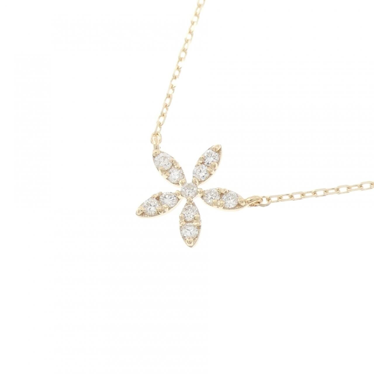 【リメイク】K10YG フラワー ダイヤモンド ネックレス 0.10CT