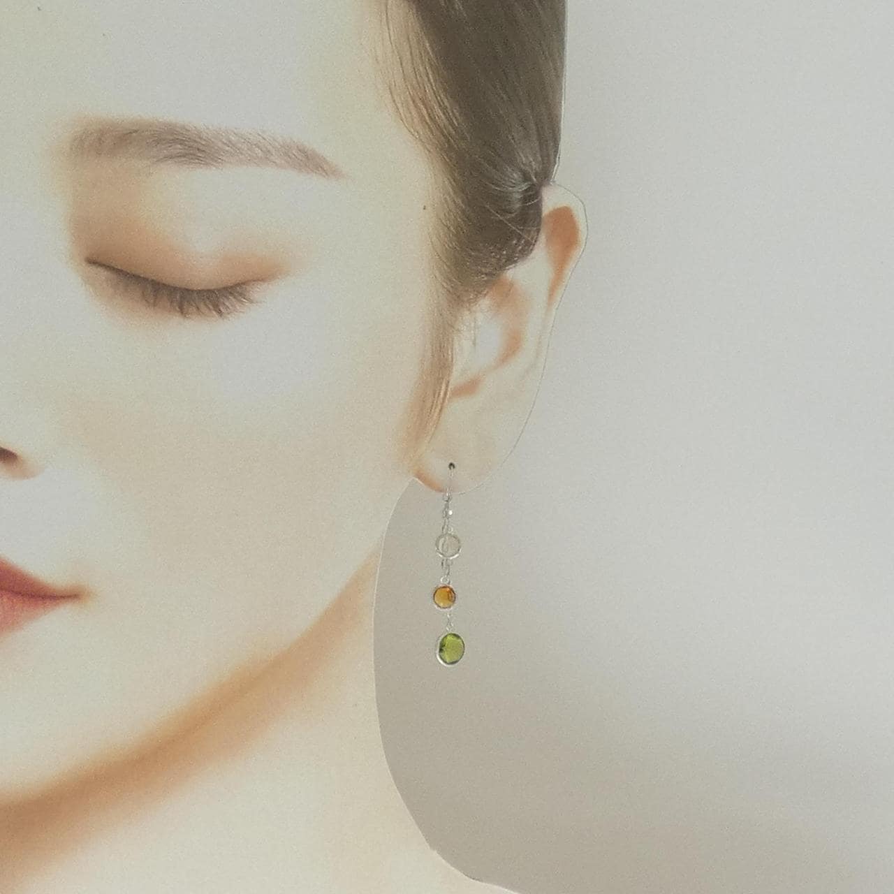 K18WG カラーストーン ピアス