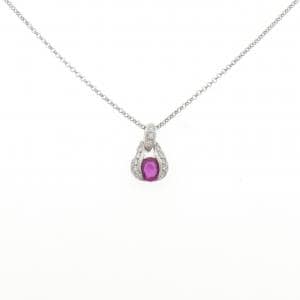 PT900/PT850 ルビー ネックレス 0.65CT