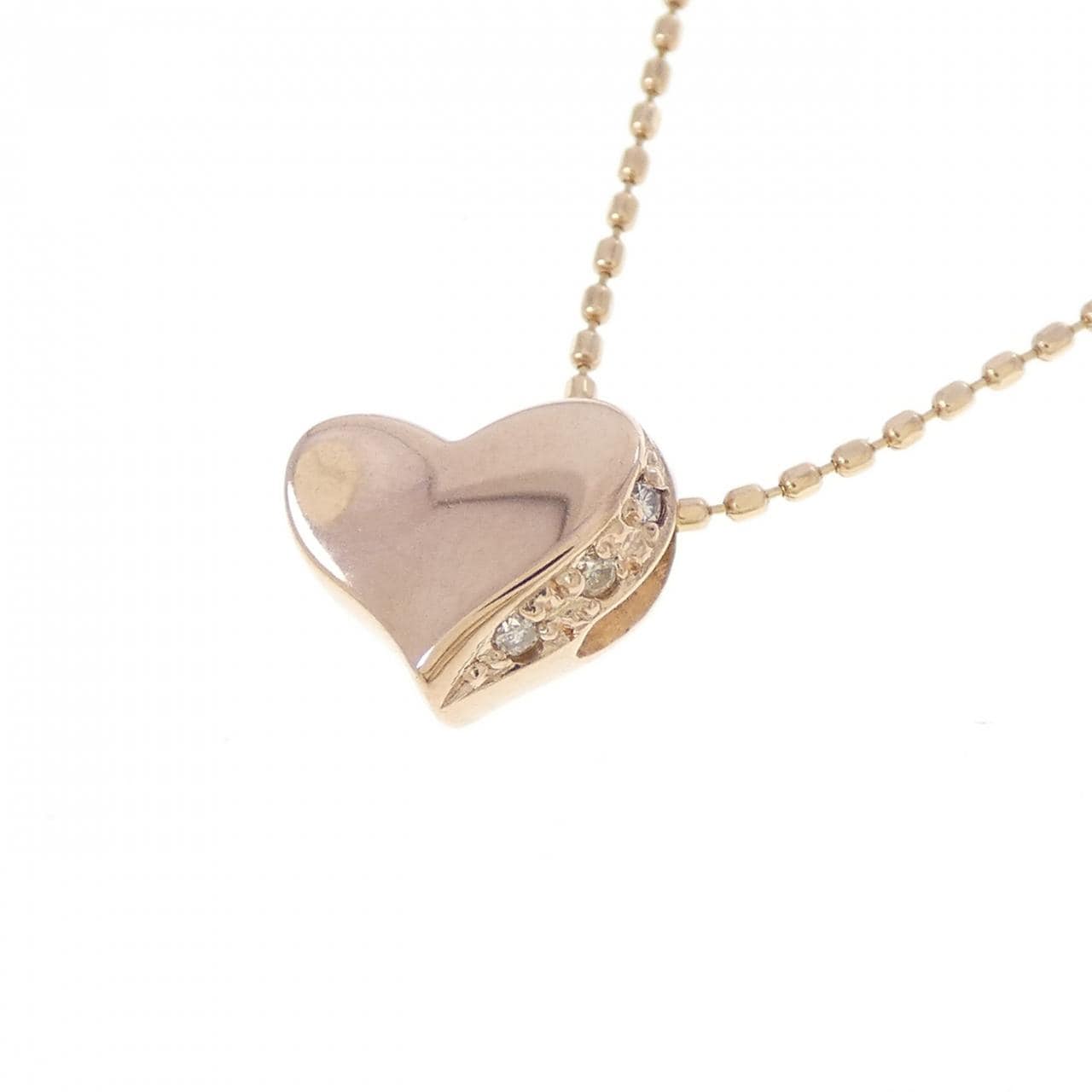 K10PG ハート ダイヤモンド ネックレス 0.02CT