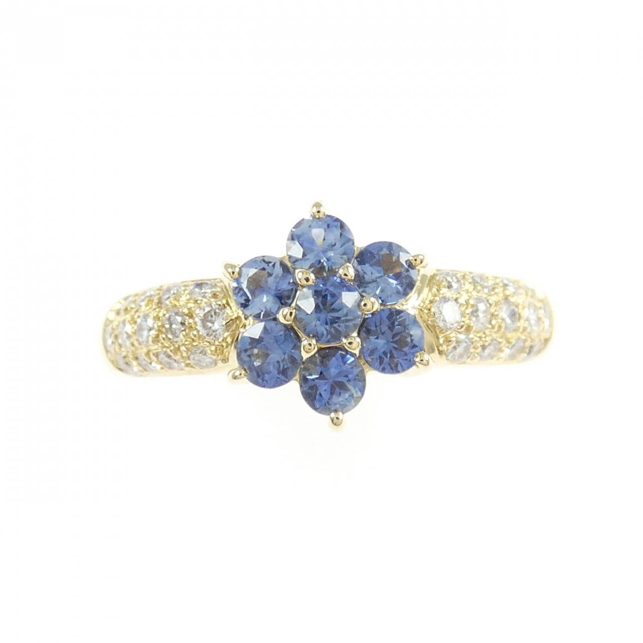 K18YG フラワー サファイヤ リング 0.50CT