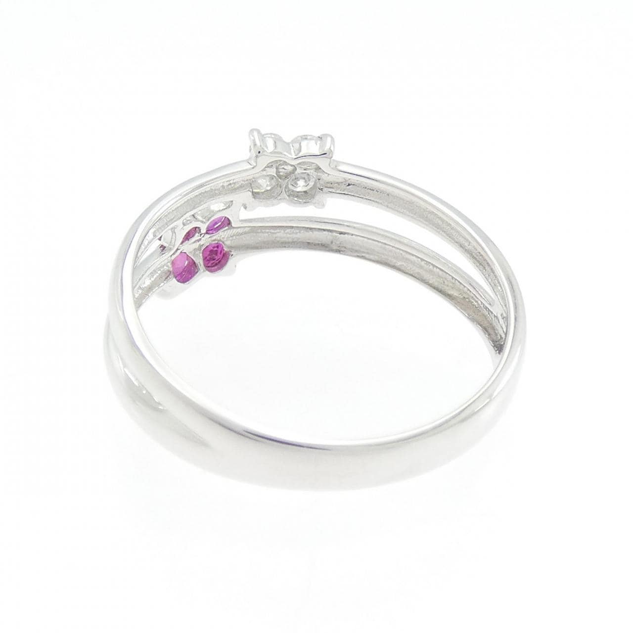 K14WG フラワー ルビー リング