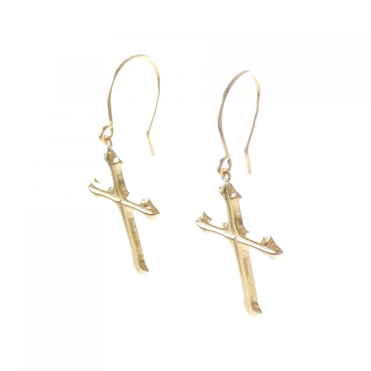 【新品】K18YG クロス ピアス