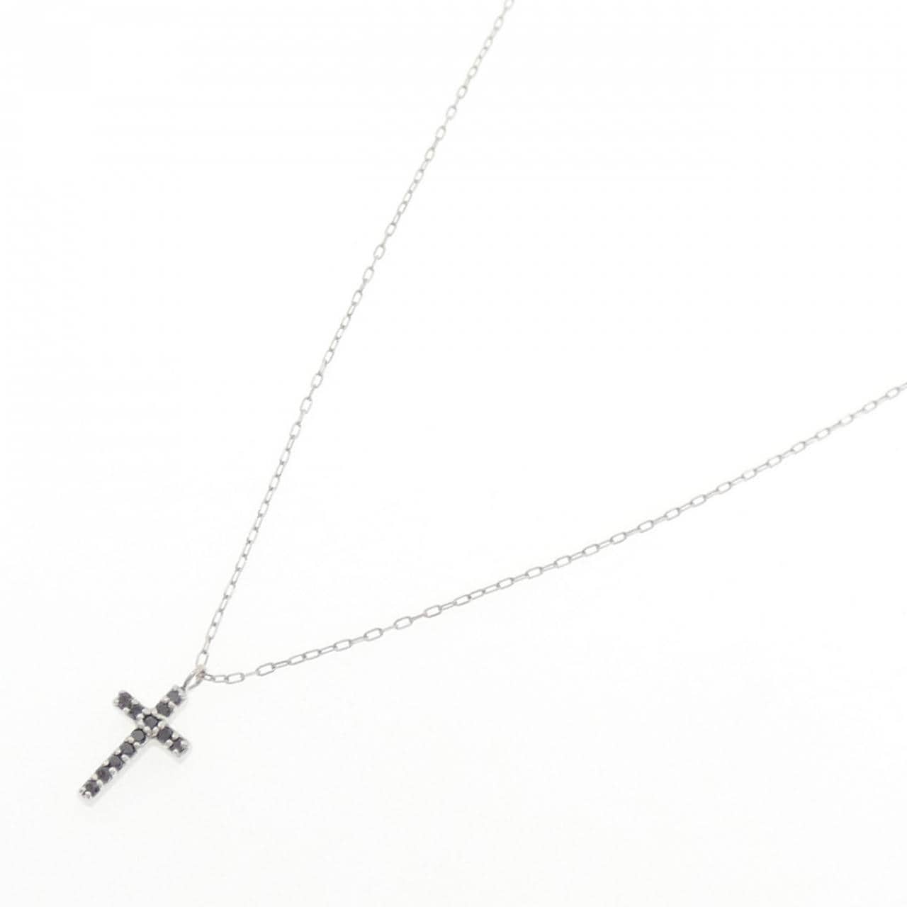 K10WG クロス ダイヤモンド ネックレス 0.08CT