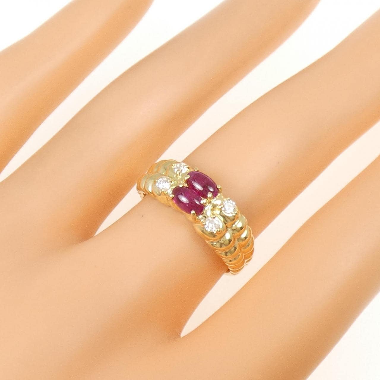 K18YG ルビー リング 0.68CT