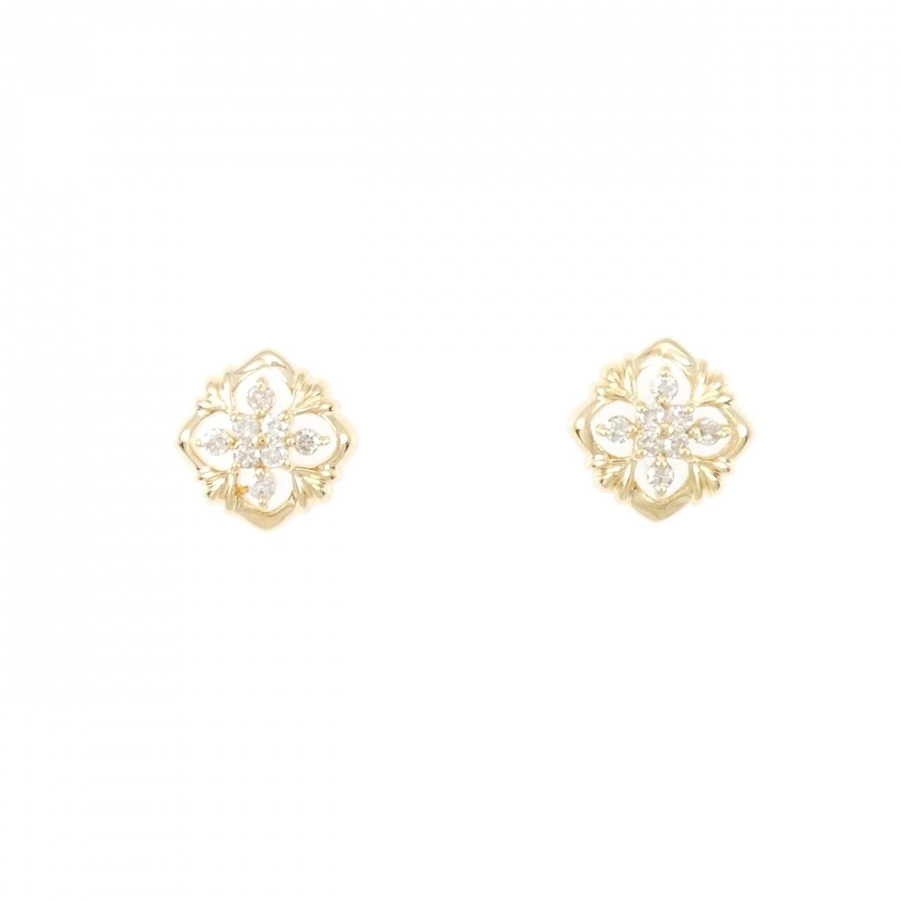 K18YG flower Diamond earrings 0.20CT
