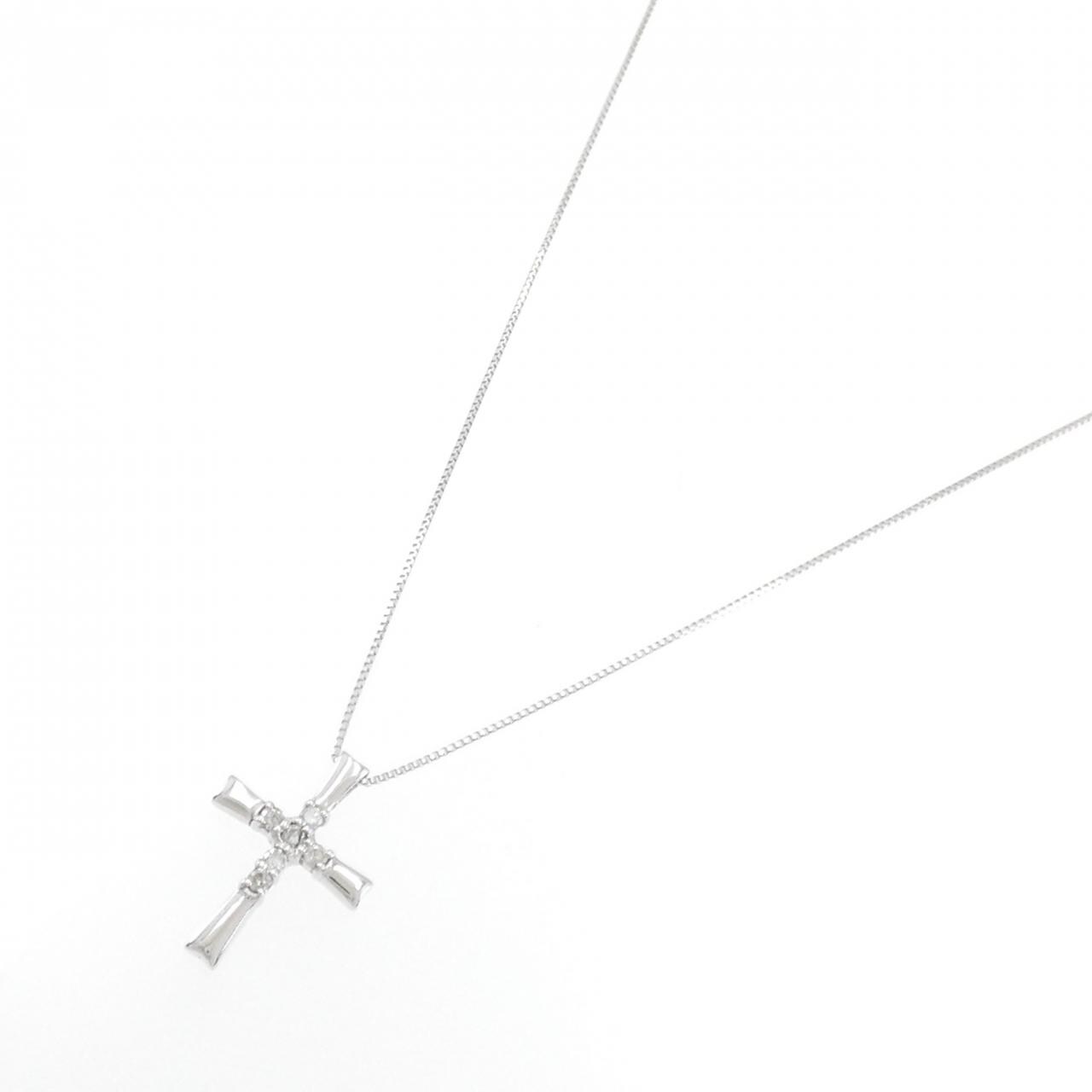 K18WG クロス ダイヤモンド ネックレス 0.10CT