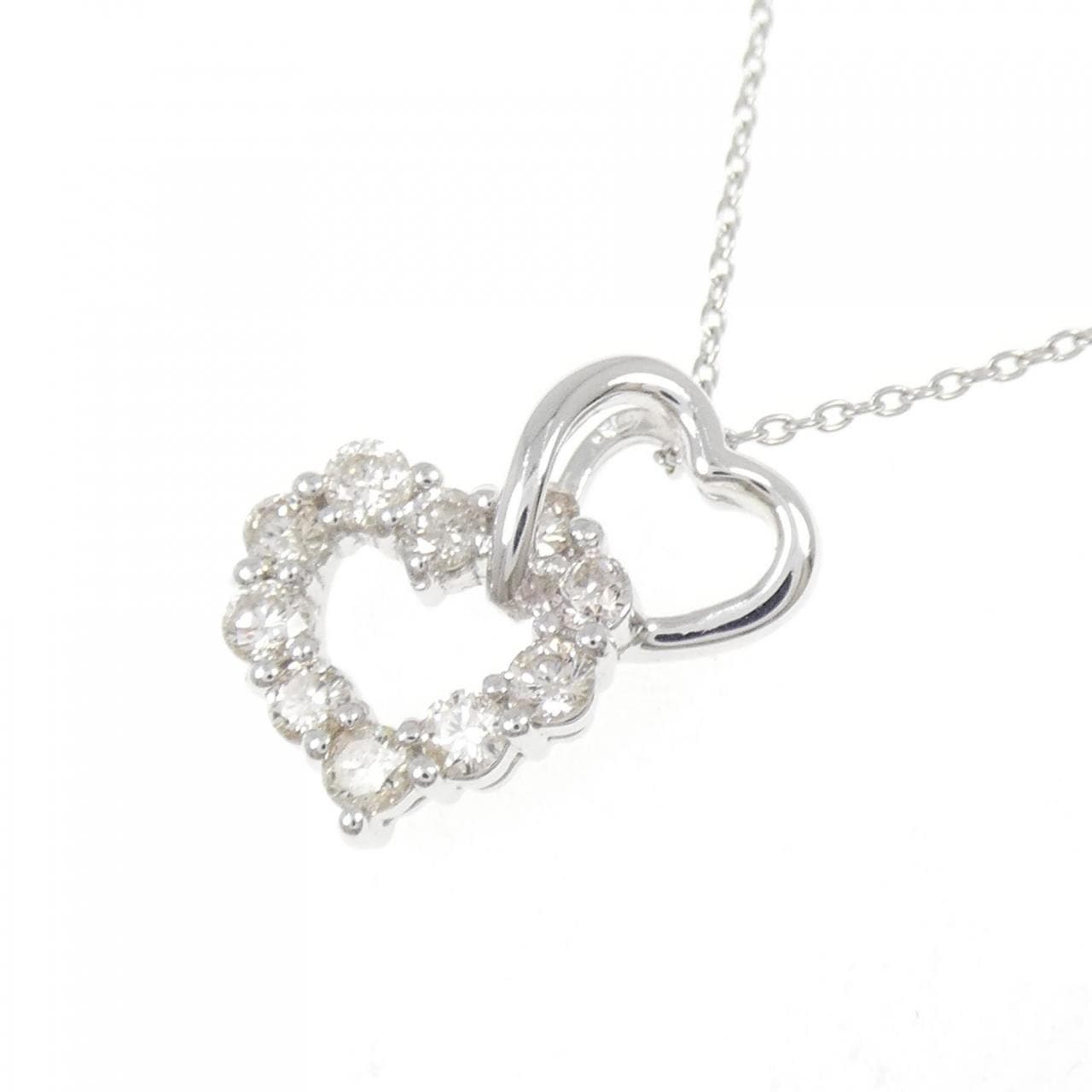 K18WG ハート ダイヤモンド ネックレス 0.50CT