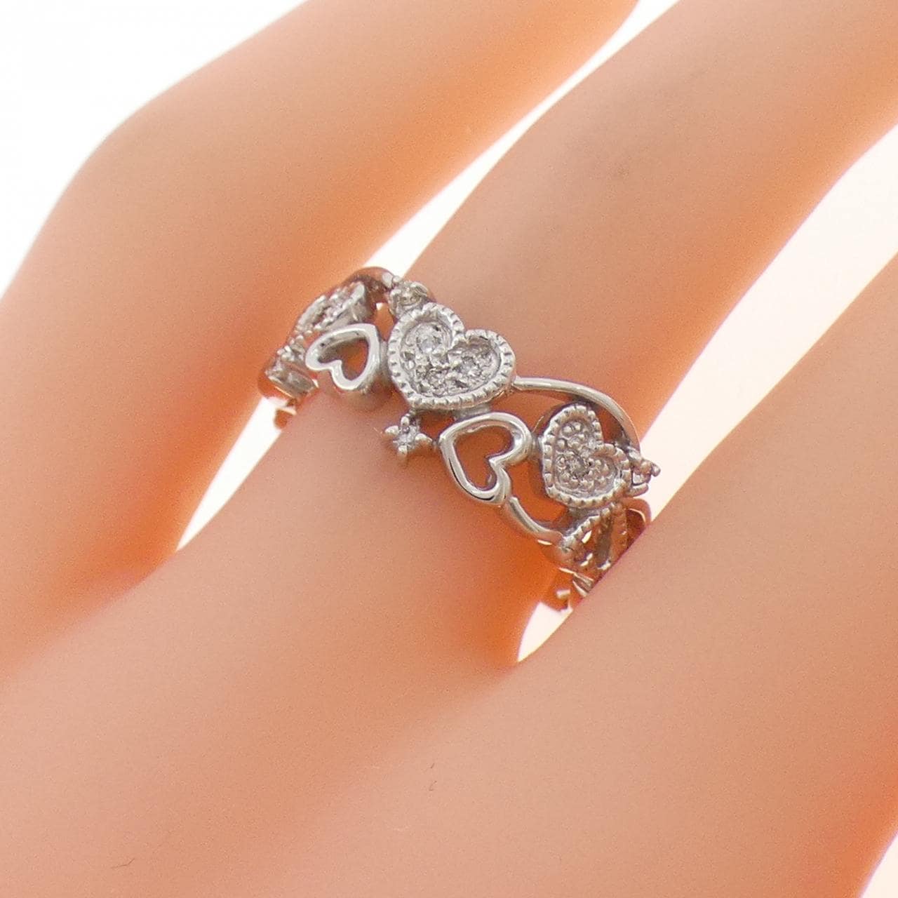 K18WG ハート ダイヤモンド リング 0.08CT