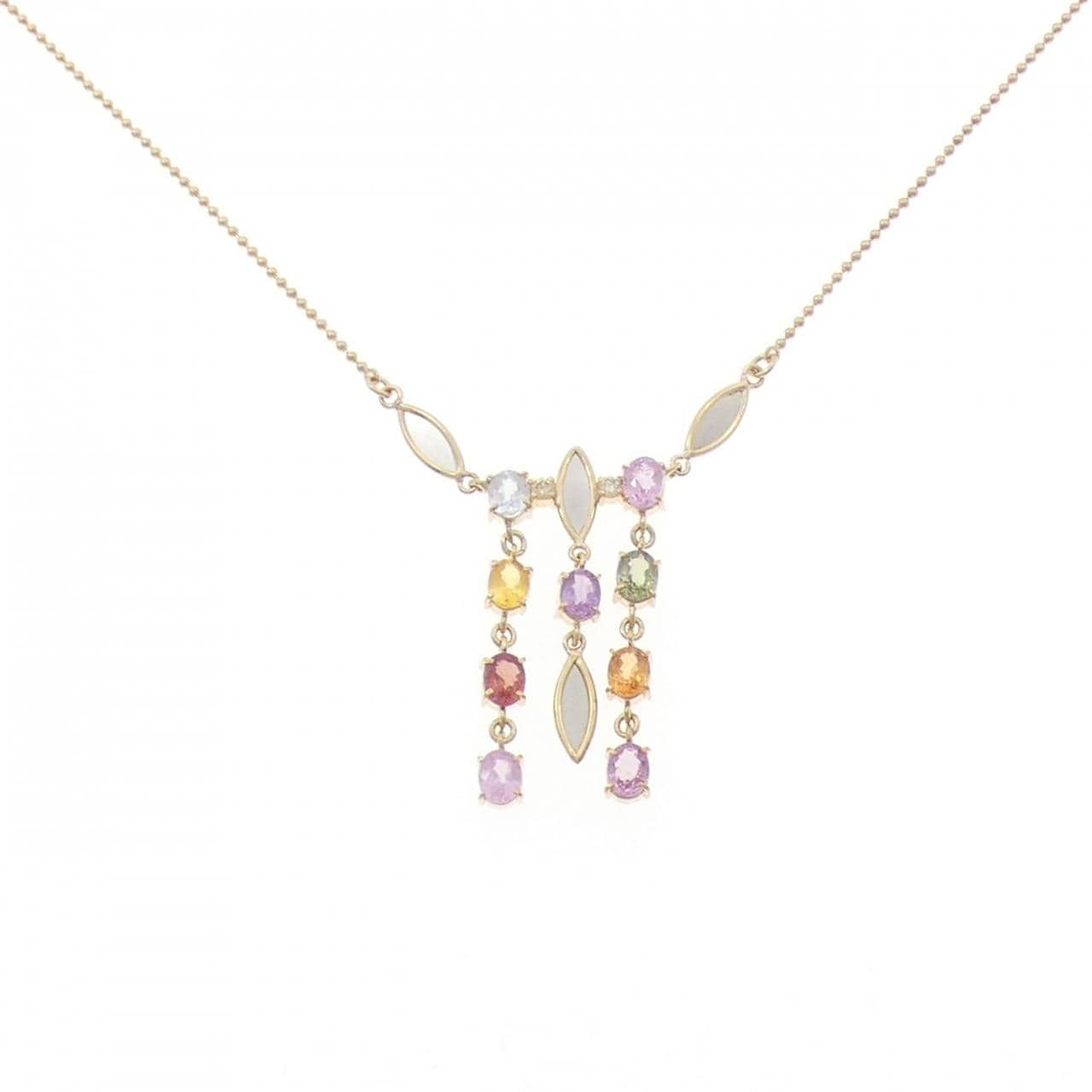 K18YG/PT850蓝宝石项链