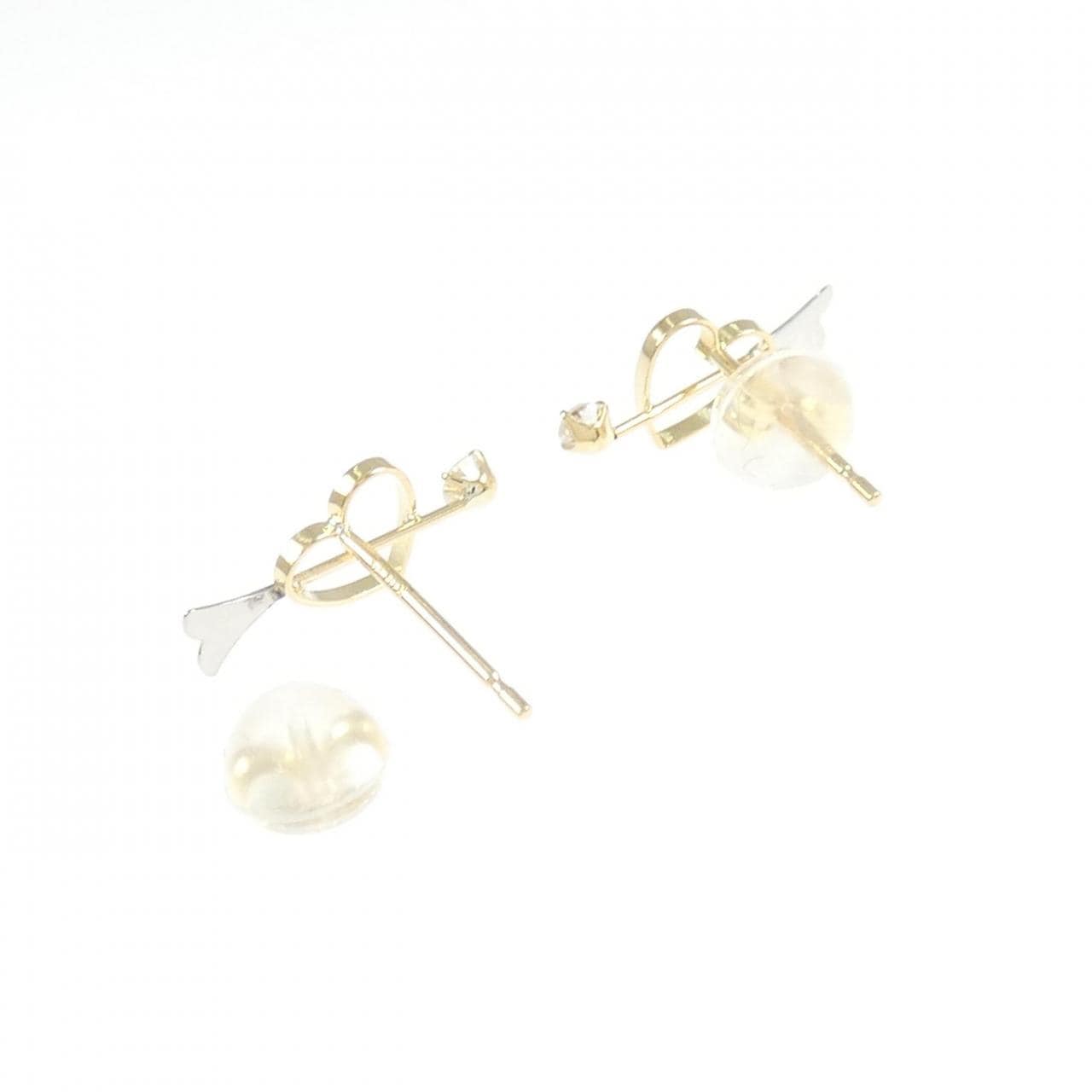 K18YG/PT ハート ダイヤモンド ピアス