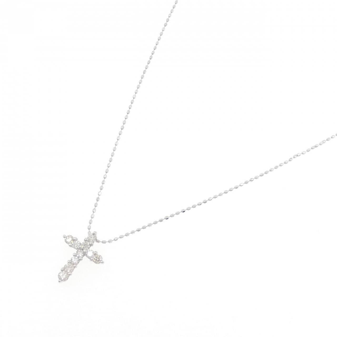 K18WG クロス ダイヤモンド ネックレス 0.30CT