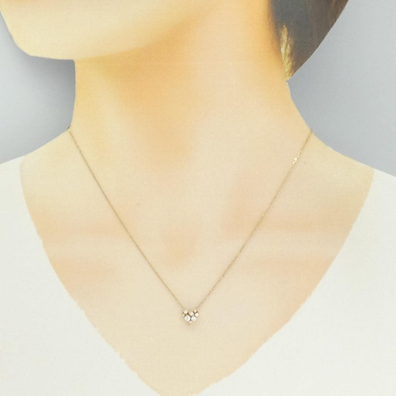 K18PG ハート ダイヤモンド ネックレス 0.15CT