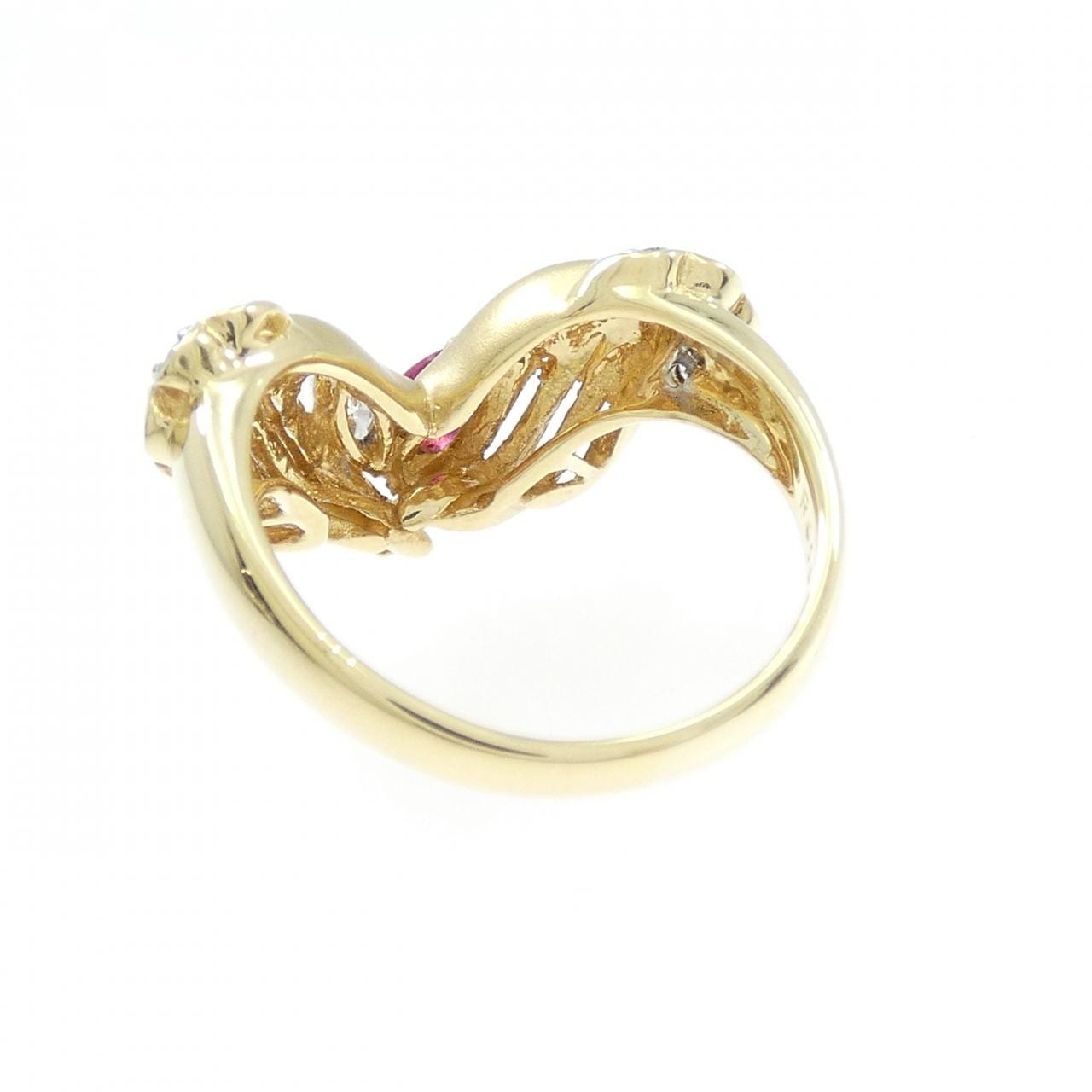 K18YG/K18WG ルビー リング 0.15CT