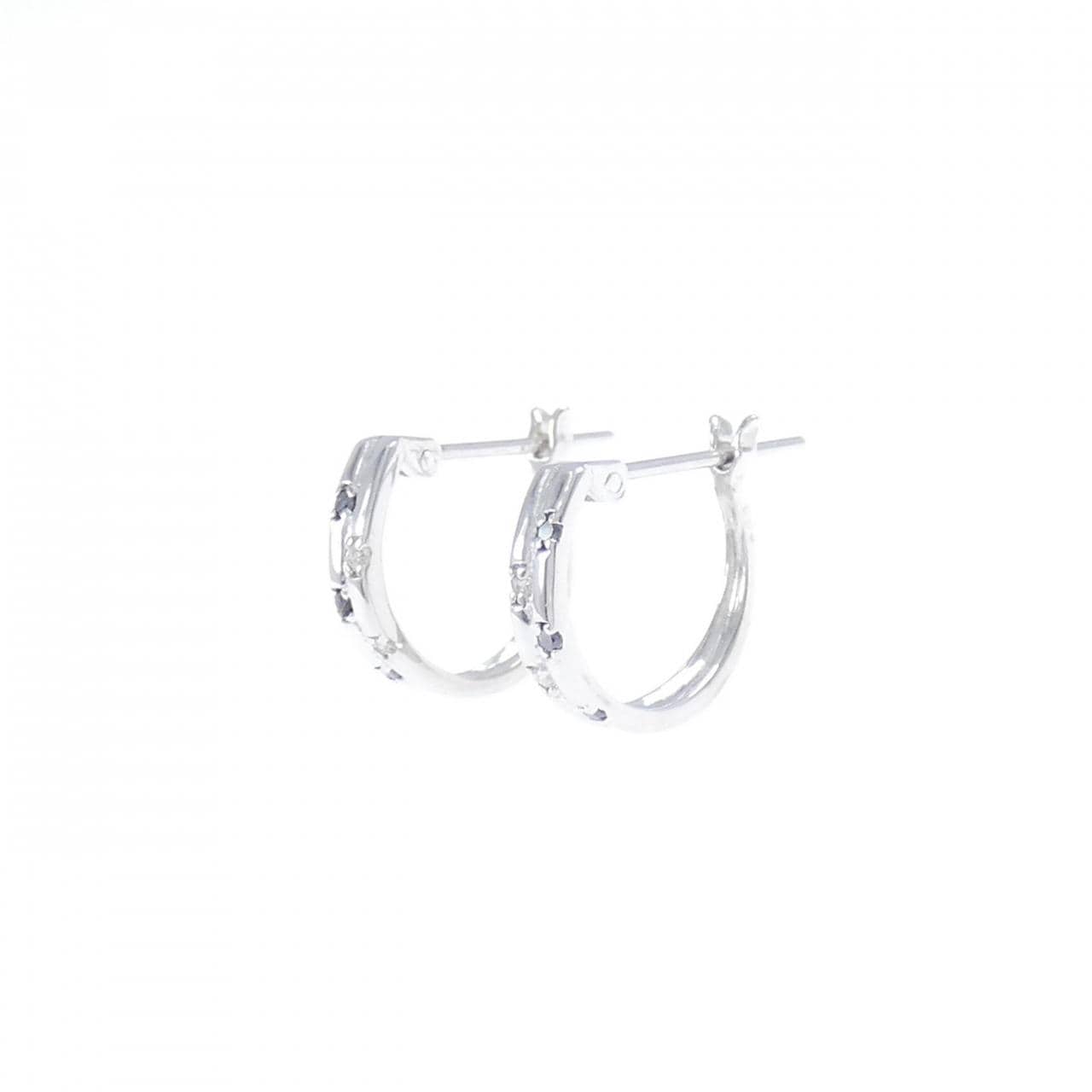 K18WG Diamond Hoop Earrings 0.06CT
