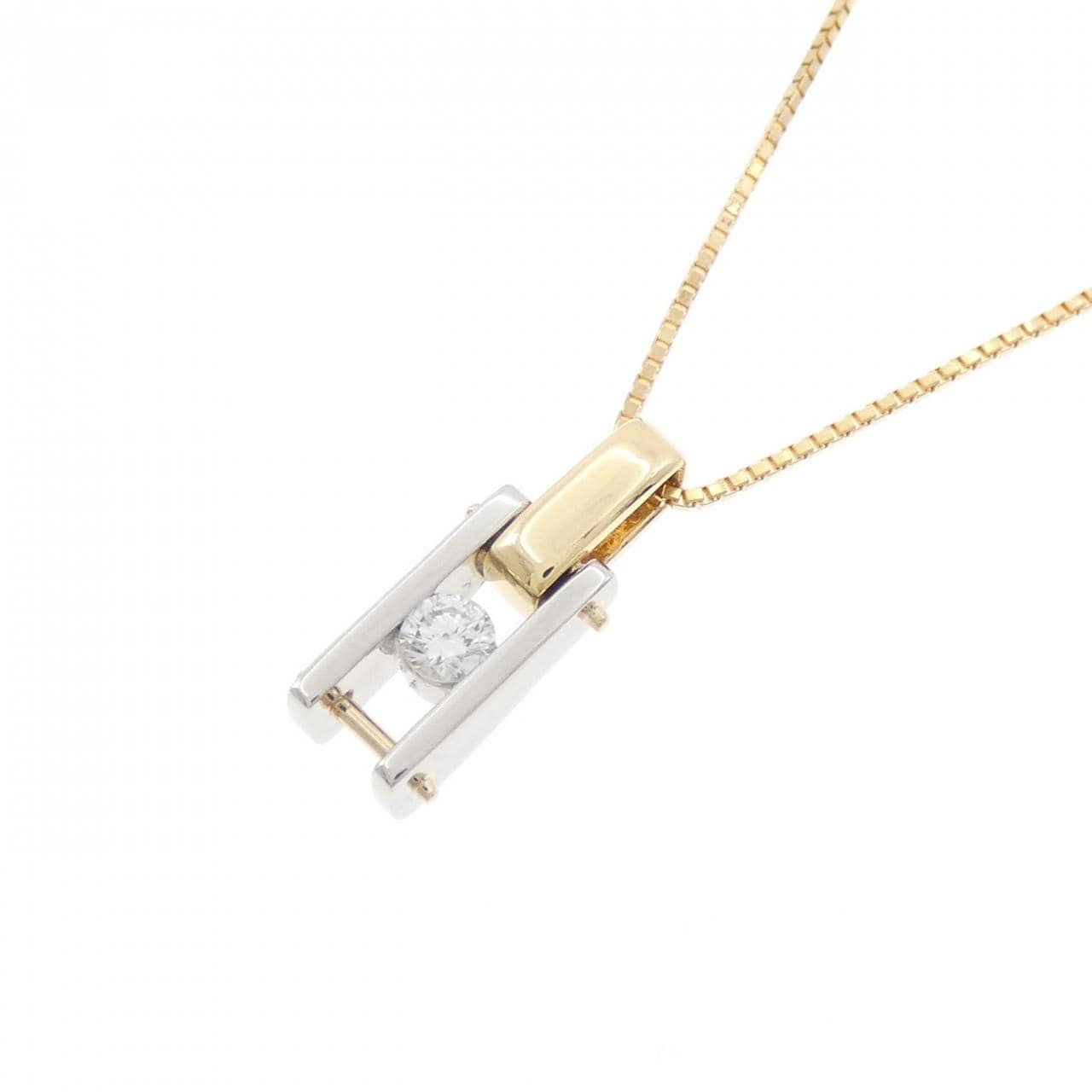 K18YG/PT900 ダイヤモンド ネックレス 0.10CT