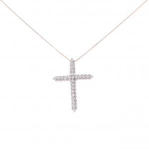 K18PG クロス ダイヤモンド ネックレス 1.25CT