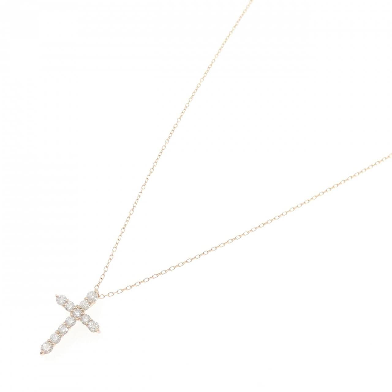 K18PG クロス ダイヤモンド ネックレス 0.50CT