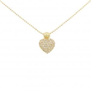 K18YG/750YG ハート パヴェ ダイヤモンド ネックレス 0.30CT