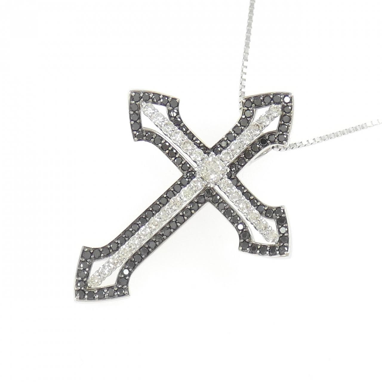 K18WG/K18BG Cross Diamond Necklace 0.60CT
