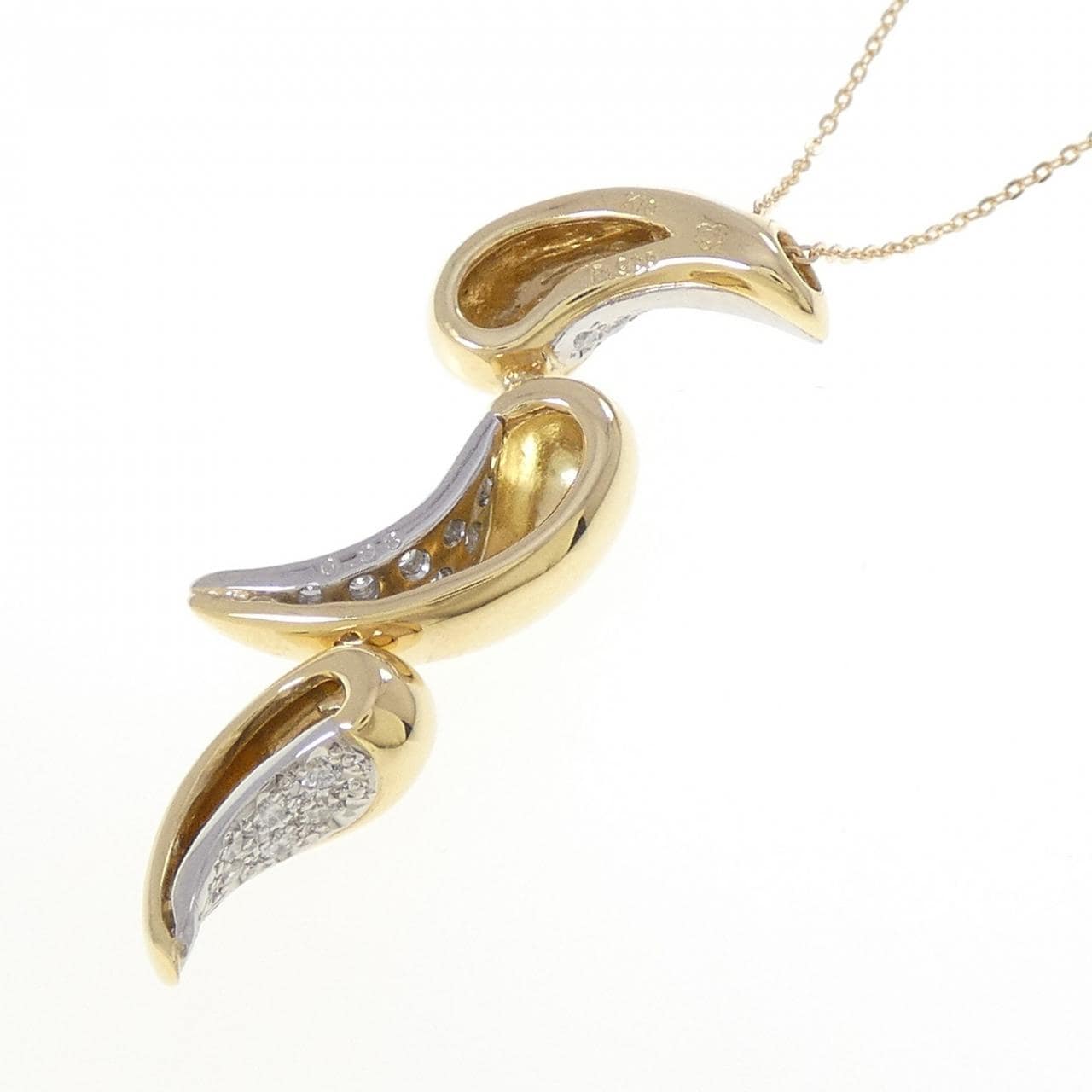 K18YG/PT900 ダイヤモンド ネックレス 0.38CT