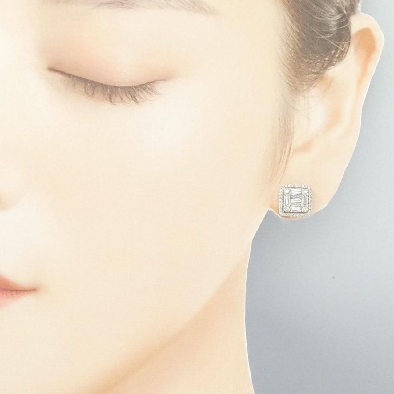 K18WG ダイヤモンド ピアス 1.00CT