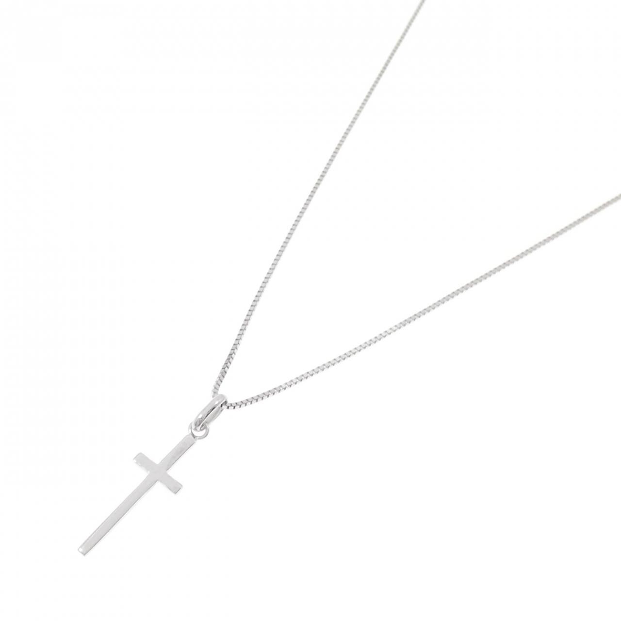 K18WG cross necklace