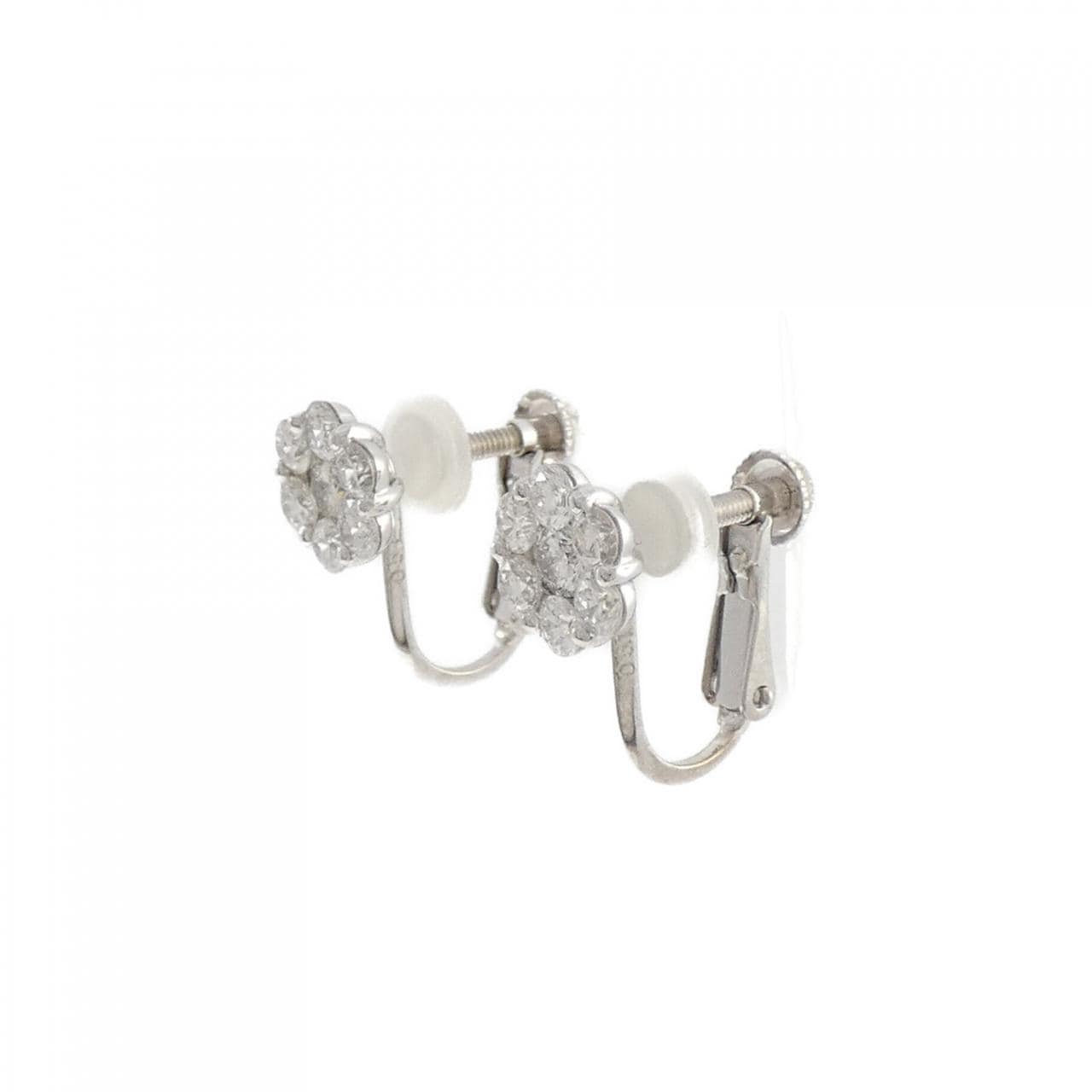 K18WG/PT 花鑽石耳夹1.02CT