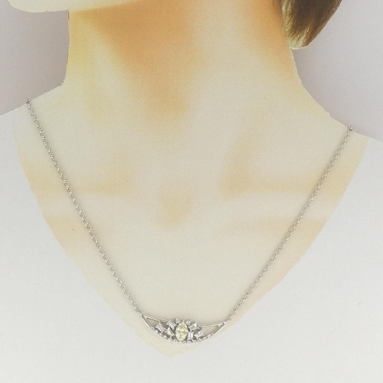 PT900/PT850 ダイヤモンド ネックレス 1.022CT LY SI2 マーキスカット