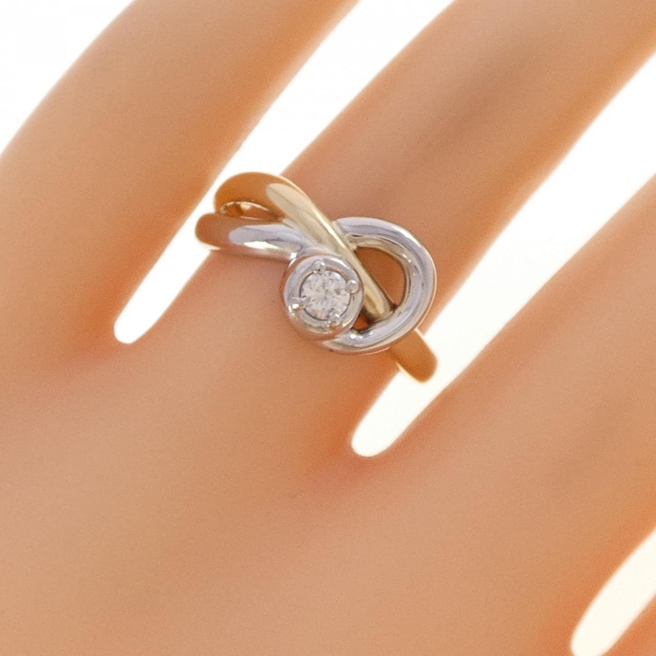 K18YG/PT900 ダイヤモンド リング 0.12CT