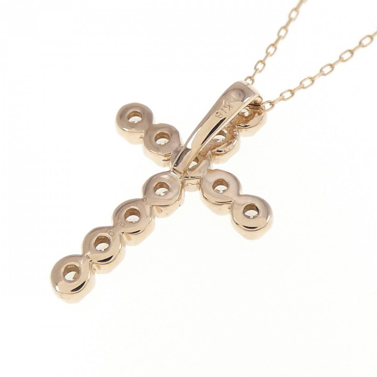 K18PG クロス ダイヤモンド ネックレス 0.20CT