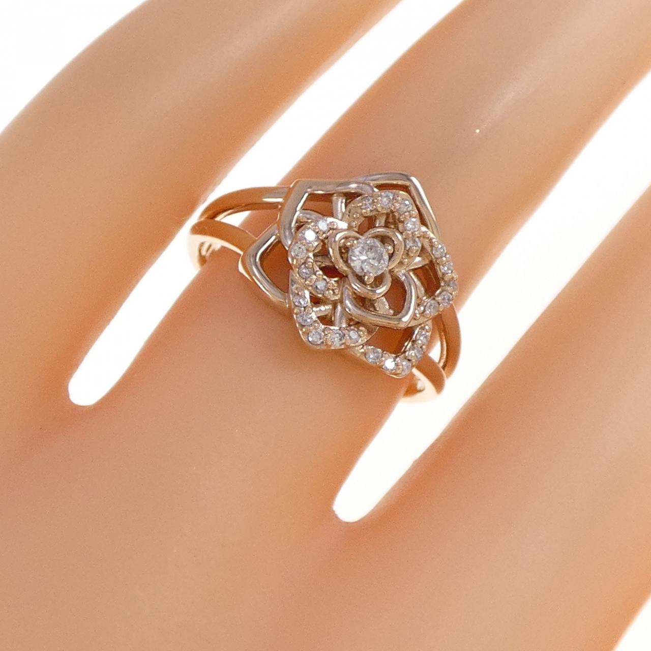 K18PG フラワー ダイヤモンド リング 0.15CT