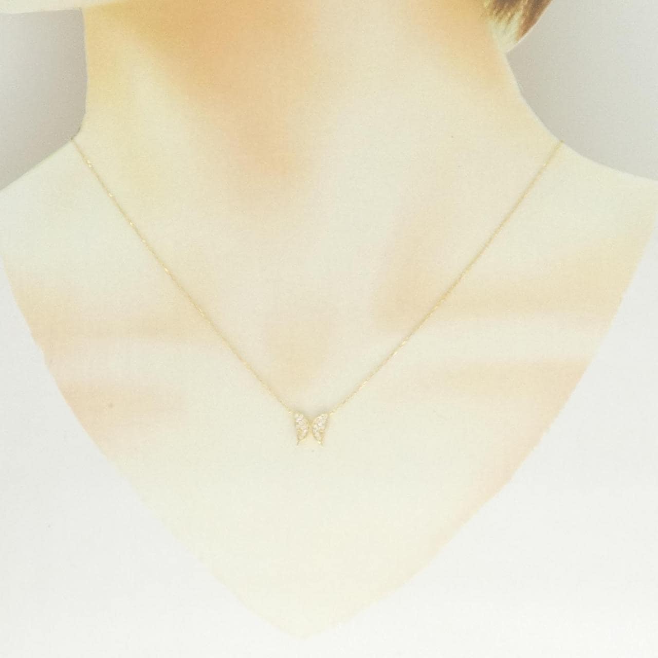 K18YG バタフライ ダイヤモンド ネックレス 0.07CT