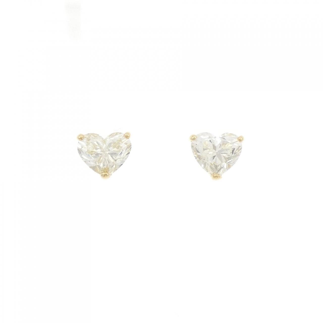 【リメイク】K18YG/ST ダイヤモンド ピアス 1.02CT 1.01CT M-VLY SI1 ハートシェイプ