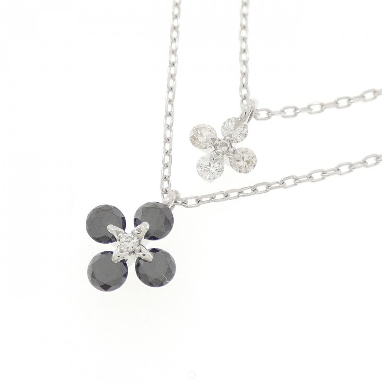 K18WG フラワー ダイヤモンド ネックレス 0.50CT